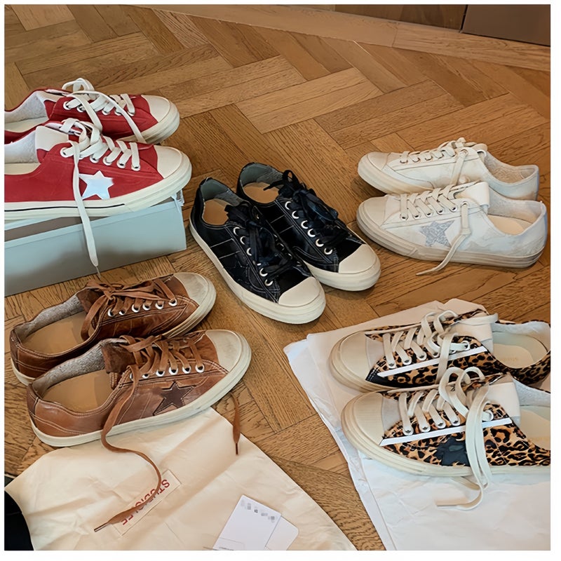 Grape Mom Same Style Horse Leather Vintage Round Head Low Top All-Match White Shoes Dirty Shoes Star Casual Sneakers Women - Image 2